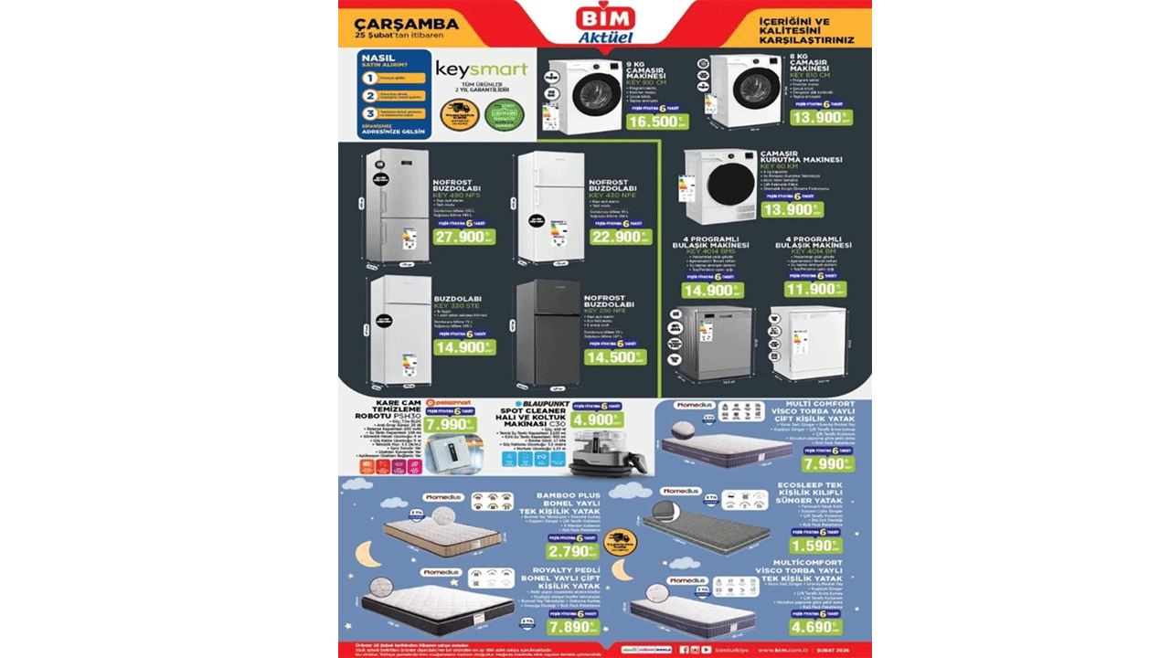 Evinizi yenilemenin tam zamanı: 25 Şubat 2026 Çarşamba BİM’e Beyaz Eşya geliyor